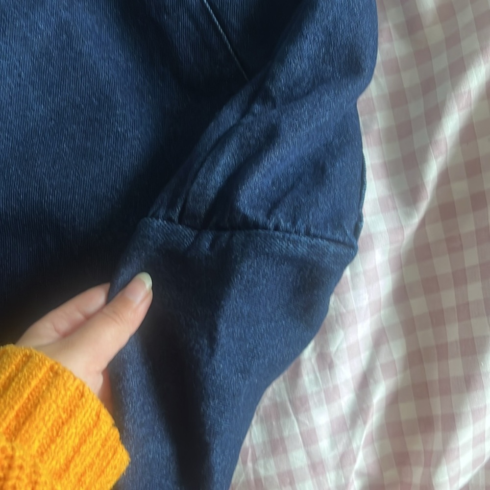 EUC baggu big pocket dark blue denim Tote Bag - Picture 3 of 5